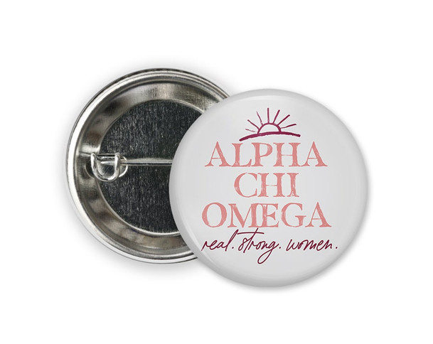 AXO Alpha Chi Omega Sun  Greek Pinback Sorority  Button