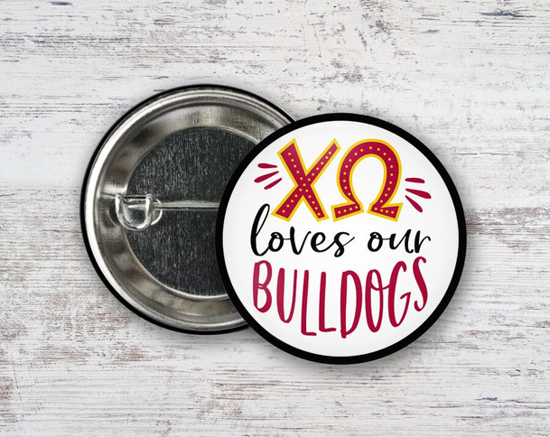 ChiO Chi Omega Loves Our Bulldogs Button