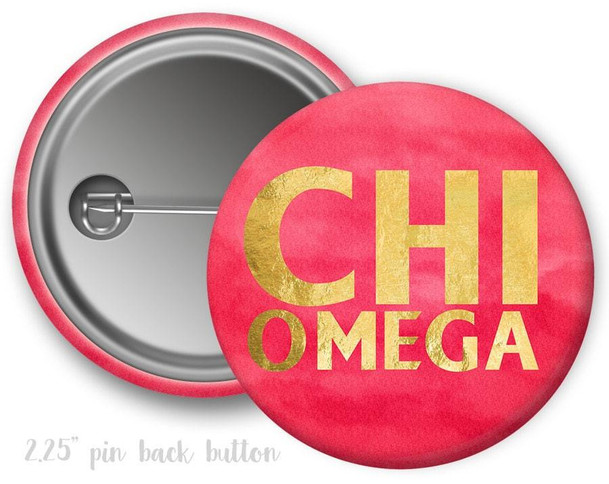  ChiO Chi Omega Watercolor Faux Foil Button 