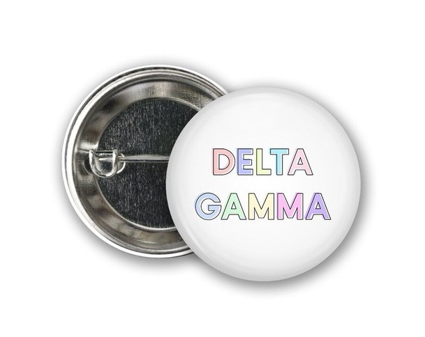 DG Delta Gamma Pastel Letters Outline  Greek Pinback Sorority  Button