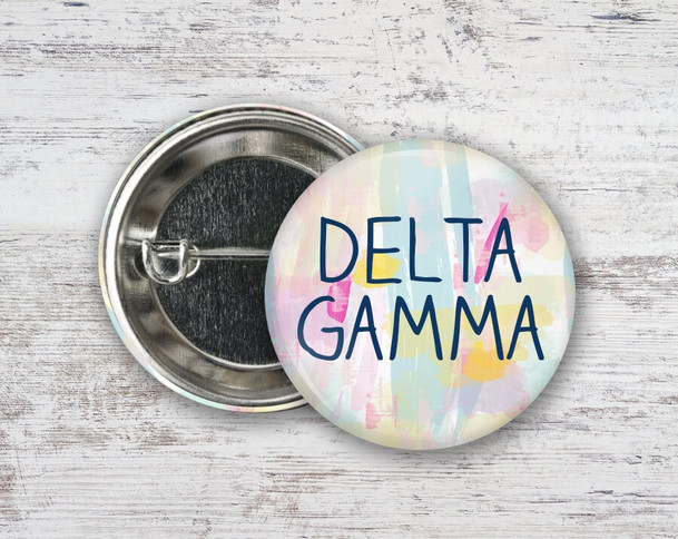 DG Delta Gamma Pastel Watercolor  Greek Pinback Sorority  Button