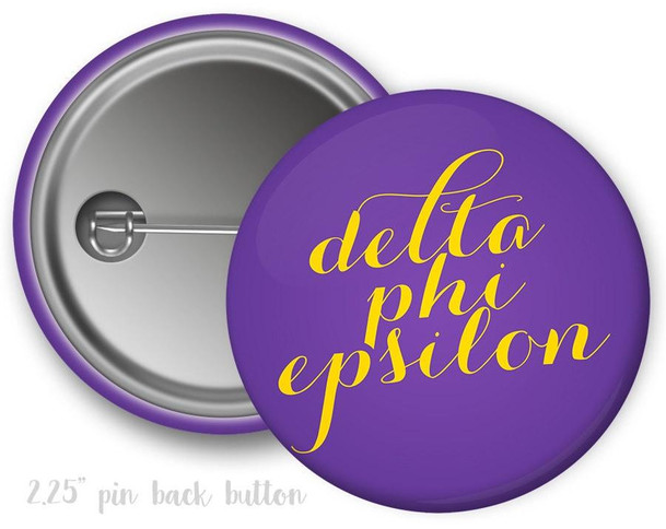  DPhiE Delta Phi Epsilon Script Button 