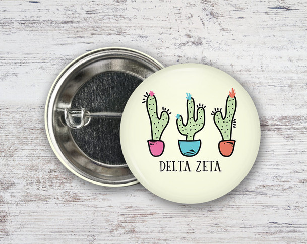 DZ Delta Zeta Cactus Trio  Greek Pinback Sorority  Button