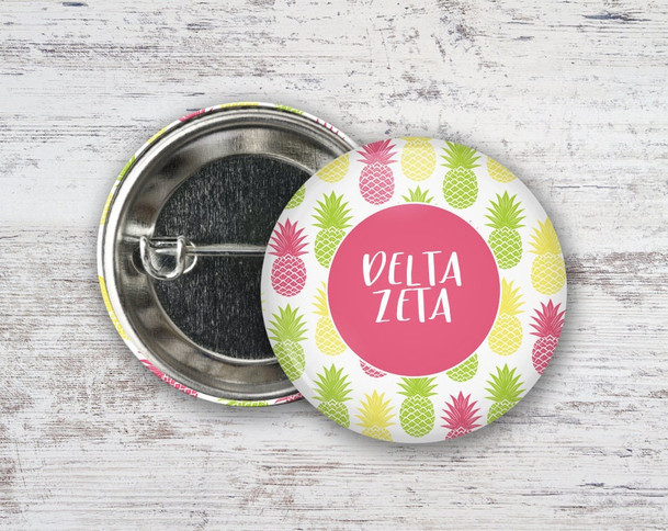 DZ Delta Zeta Pineapples Button