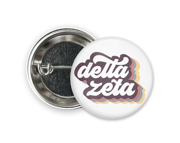 DZ Delta Zeta Retro Script Button