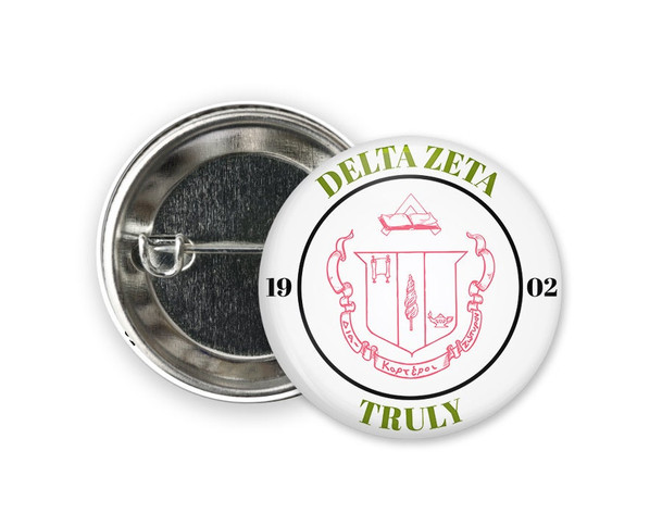 DZ Delta Zeta Seal  Greek Pinback Sorority  Button