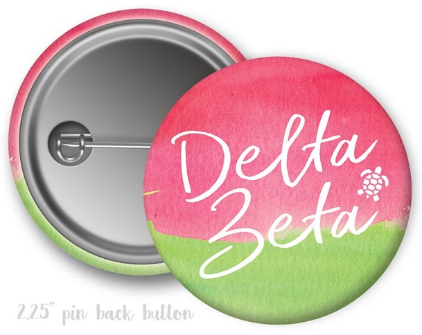 DZ Delta Zeta Watercolor Script Button