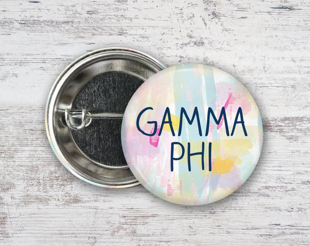  GPB Gamm Phi Beta Pastel Watercolor  Greek Pinback Sorority  Button 