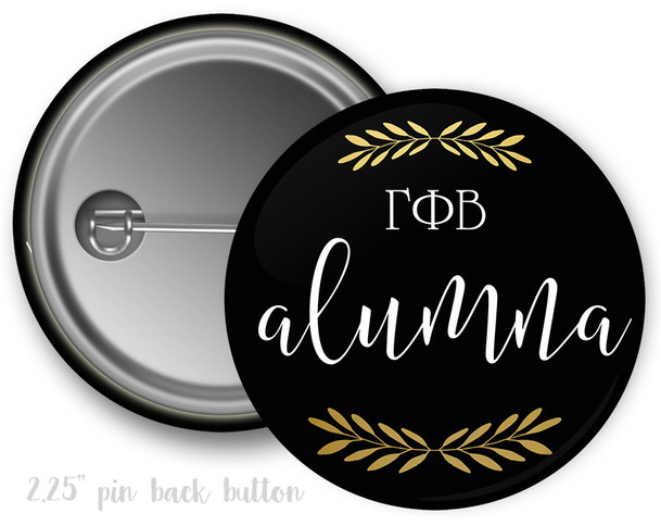 GPB Gamma Phi Beta Alumna Faux Gold Foil and Black Sorority Pinback  Button