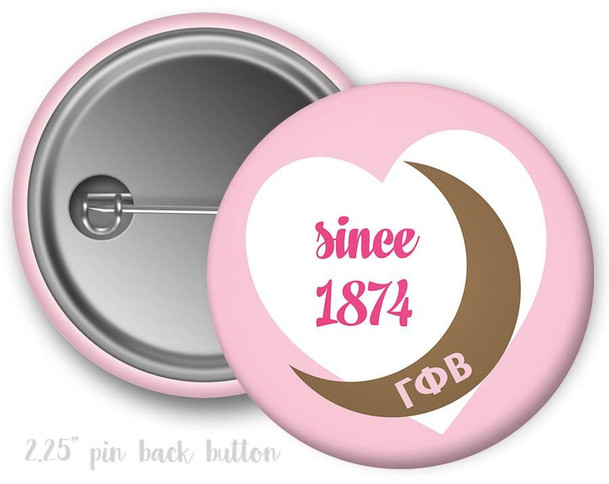  GPB Gamma Phi Beta Heart Crescent Moon Button 
