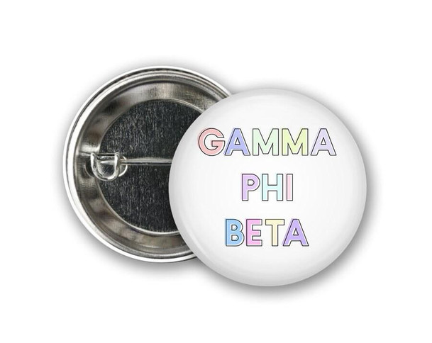  GPB Gamma Phi Beta Pastel Letters Outline  Greek Pinback Sorority  Button 