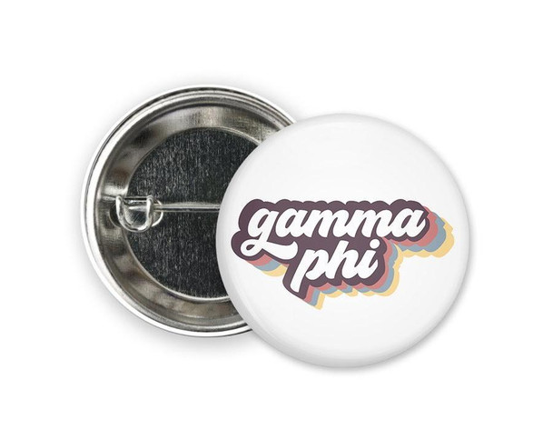  GPB Gamma Phi Beta Retro Script  Greek Pinback Sorority  Button 