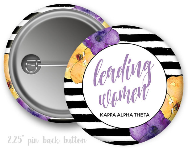 KAO Kappa Alpha Theta Floral Motto Button