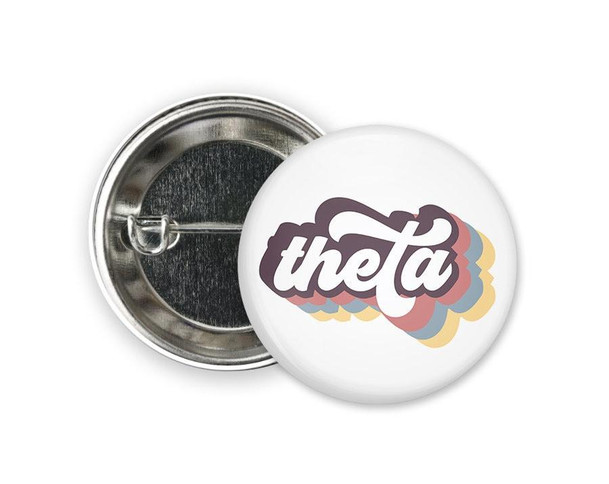  KAO Kappa Alpha Theta Retro Script  Greek Pinback Sorority  Button 