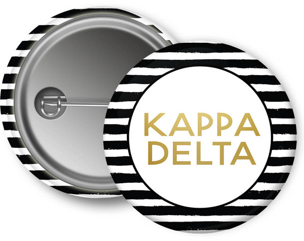KD Kappa Delta Faux Gold Foil Striped Sorority Pinback  Button