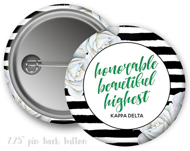 KD Kappa Delta Floral Motto Button