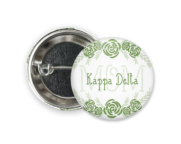 KD Kappa Delta Mom Floral  Greek Pinback Sorority  Button