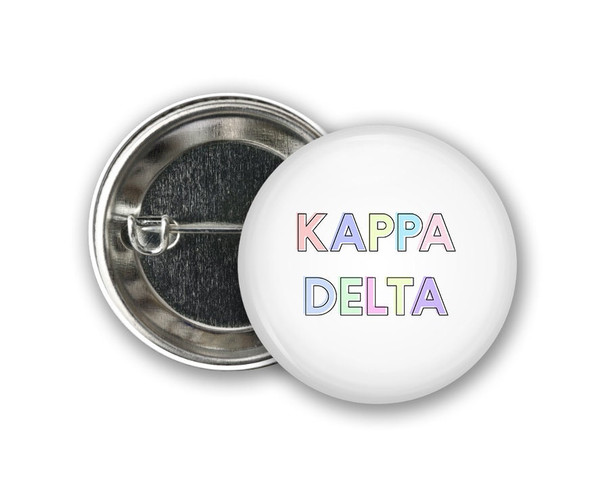 KD Kappa Delta Pastel Letters Outline  Greek Pinback Sorority  Button