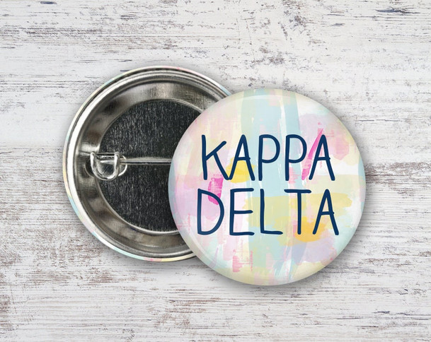 KD Kappa Delta Pastel Watercolor  Greek Pinback Sorority  Button