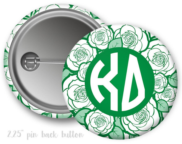 KD Kappa Delta Roses Monogram Button