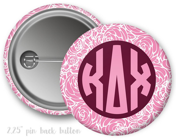 KDX Kappa Delta Chi Floral Monogram Button