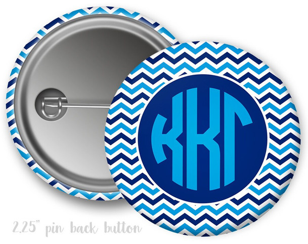 KKG Kappa Kappa Gamma Chevron Monogram Button