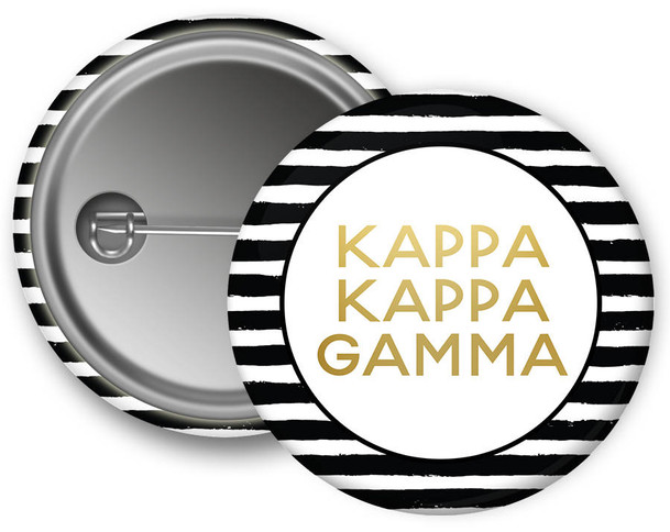 KKG Kappa Kappa Gamma Faux Gold Foil Striped Sorority Pinback  Button