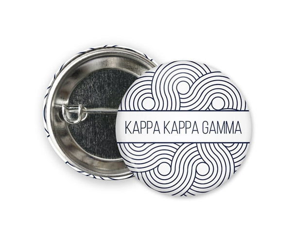 KKG Kappa Kappa Gamma Geo Scroll  Greek Pinback Sorority  Button