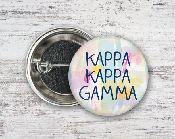 KKG Kappa Kappa Gamma Pastel Watercolor  Greek Pinback Sorority  Button