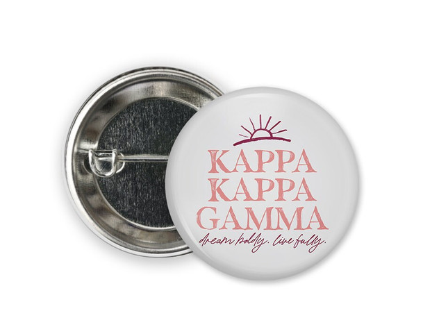 KKG Kappa Kappa Gamma Sun  Greek Pinback Sorority  Button