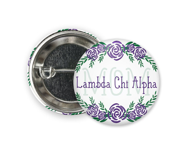 Lambda Chi Alpha Mom Floral  Greek Pinback Sorority  Button