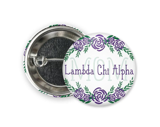  Lambda Chi Alpha Mom Floral  Greek Pinback Sorority  Button 