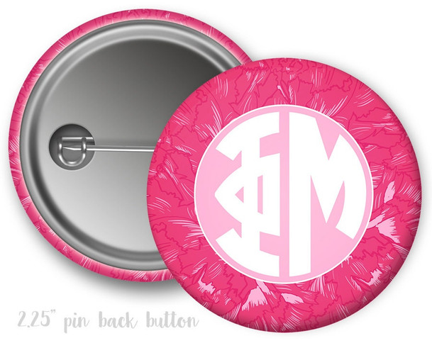 Phi Mu Floral Monogram Button