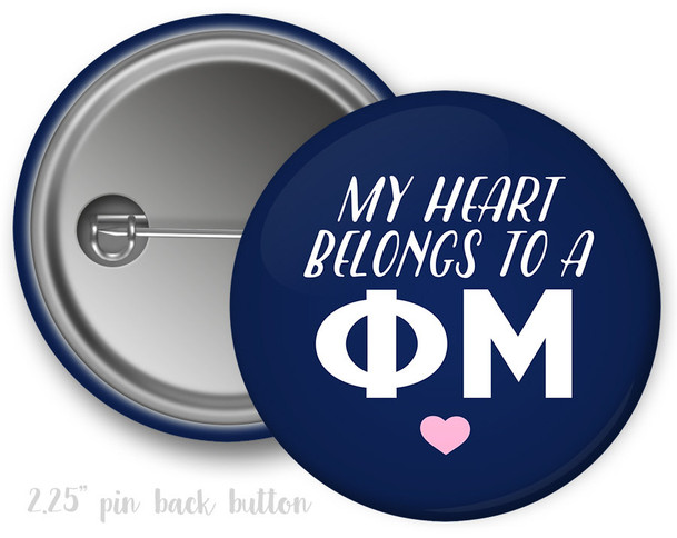 Phi Mu Heart Belongs Button