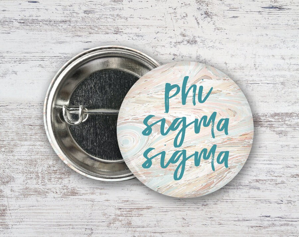PhiSig Phi Sigma Sigma Marble  Greek Pinback Sorority  Button