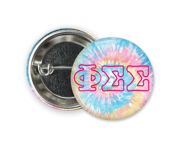 PhiSig Phi Sigma Sigma Tie DyeSorority  Button