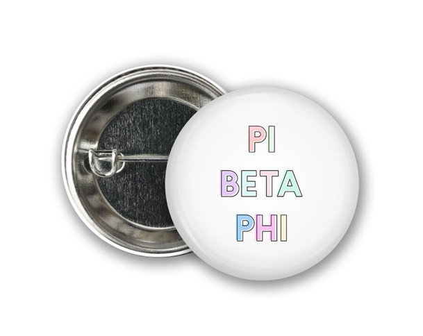 PiPhi Pi Beta Phi Pastel Letters Outline  Greek Pinback Sorority  Button