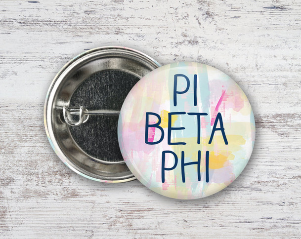 PiPhi Pi Beta Phi Pastel Watercolor  Greek Pinback Sorority  Button