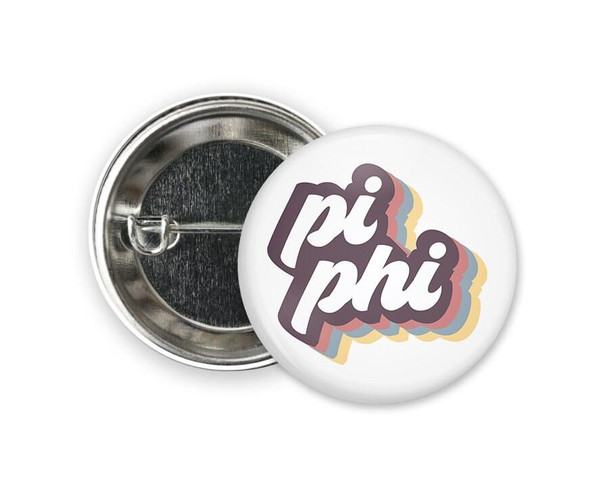  PiPhi Pi Beta Phi Retro Script Single Sorority Pinback  Button 