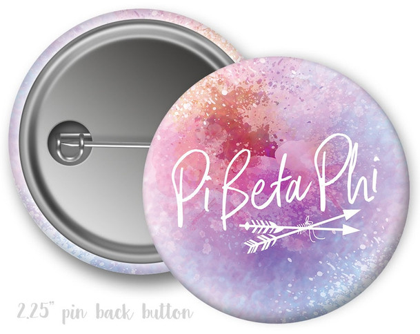 PiPhi Pi Beta Phi Watercolor Script Button