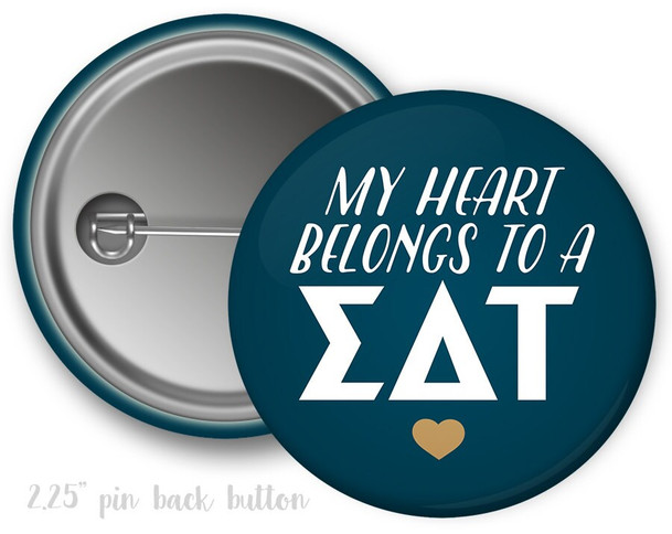 SDT Sigma Delta Tau Heart Belongs Button