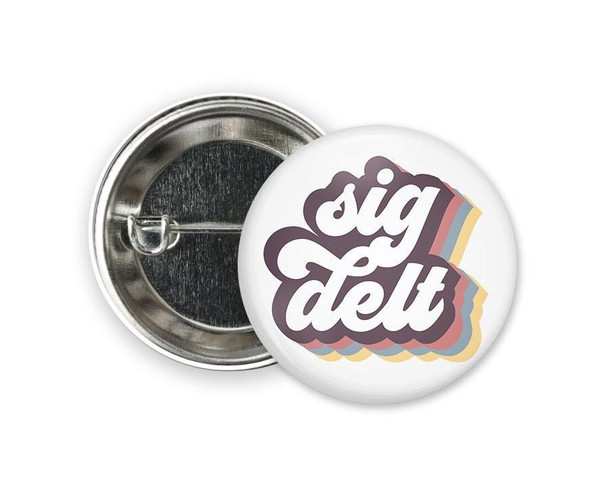  SDT Sigma Delta Tau Retro Script Single Sorority Pinback  Button 