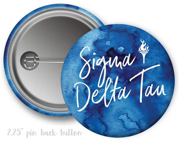 SDT Sigma Delta Tau Watercolor Script Button