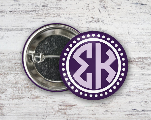 SK Sigma Kappa Circle Letter  Greek Pinback Sorority  Button