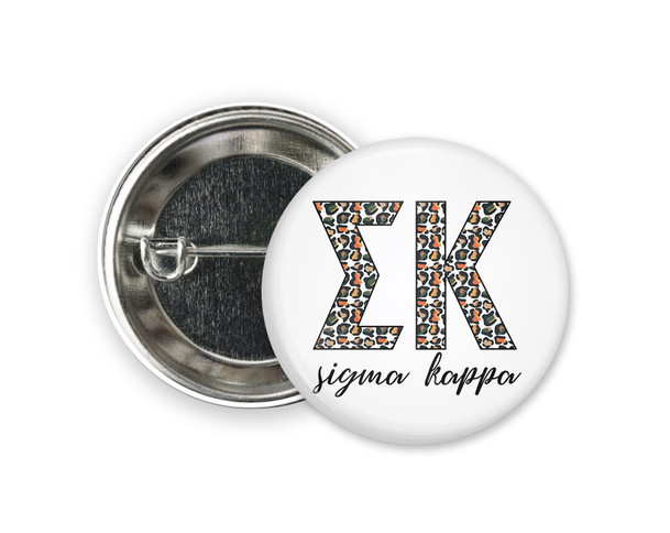 SK Sigma Kappa Leopard Single Sorority Pinback  Button