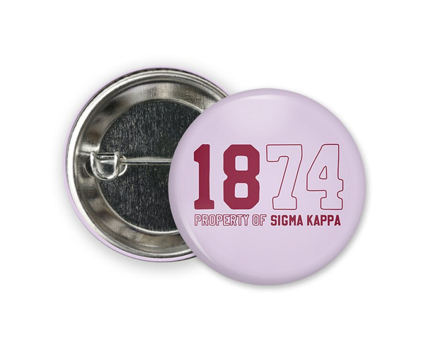 SK Sigma Kappa Property Of  Button   Greek Pinback Sorority  Button