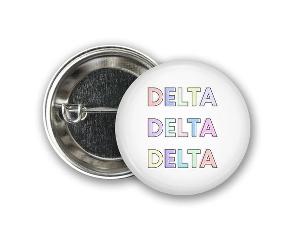  TriDelta Delta Delta Delta Pastel Letters Outline  Greek Pinback Sorority  Button 