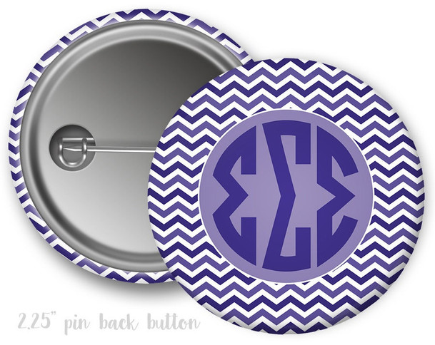 TriSigma Sigma Sigma Sigma Chevron Monogram Button