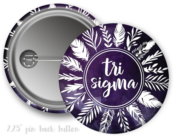 TriSigma Sigma Sigma Sigma Feathers Button