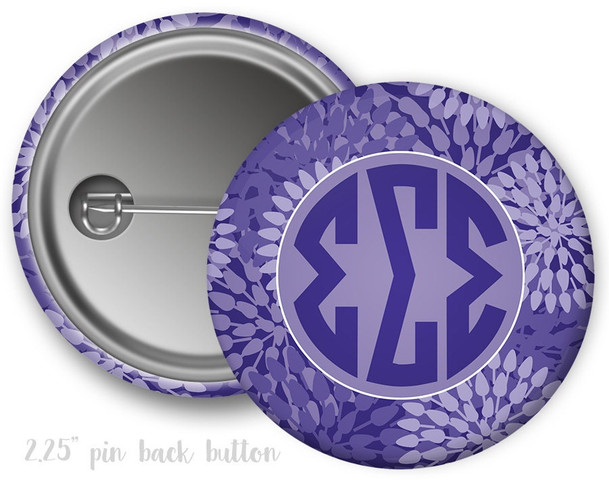 TriSigma Sigma Sigma Sigma Floral Monogram Button